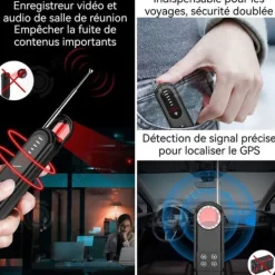 Best INN Doldetektor för gömda kameror 4 i 1 10,5x2,5x1,3cm 2,4Ghz 500mAh GPS/Wifi-detektering justerbara nivåer bugdoldetektor RF-detektor Säkerhetsmonitorer & Videokameror