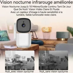 INN Kamera 13x8 cm Minneskort 128 Go Övervakning panoramisk HD 1080p Nattvision infraröd Tvåvägskommunikation