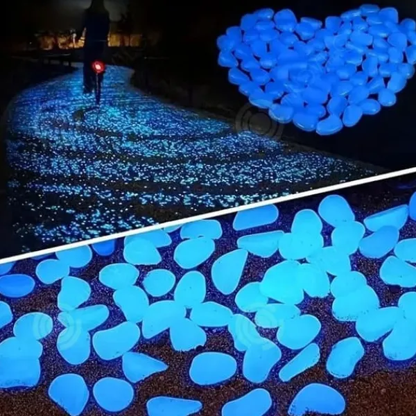 Online INN Luminous Pebble Pebbles 100 bitar Luminous Stones Luminous Gravel Cobblestones Trädgårdsgräs Fiskbehållare dekoration Trädgårdsstenar & Klivstenar
