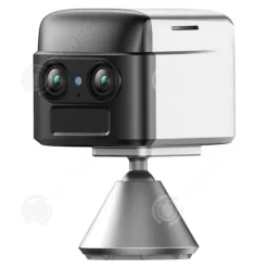 INN Mini övervakningskamera med dubbla objektiv, trådlös 2k 4g wifi, 6x zoom, tvåvägs ljud, mörkerseende med magnetbas