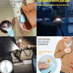 INN Personligt Alarm 130dB Högvolym LED-ljus Utomhus Bärbar Nyckelring Alarm Typ-C Laddningslarm Blå