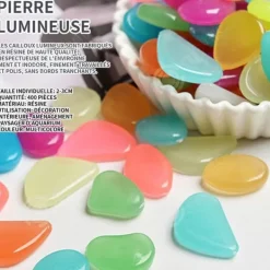 INN självlysande stenar 400 st självlysande sten utomhus konstgjorda fluorescerande småsten dekoration för trädgårdsakvarium multicolor Trädgårdsstenar & Klivstenar