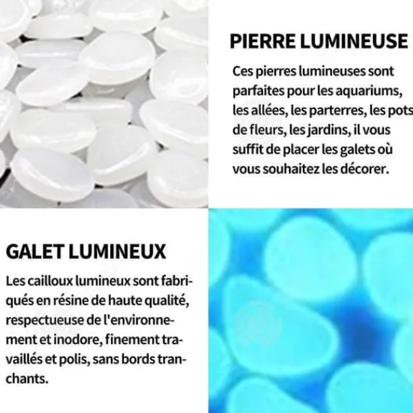 INN självlysande stenar 400 st självlysande sten utomhus konstgjorda småsten Fluorescerande dekoration för trädgårdsvägar Aquarium White