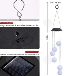 INN Solar Wind Chimes Lamp 78cm LED Utomhus Vattentät Dekorativa Lampor Sfäriska Ambient Light String Lights Vinddekoration