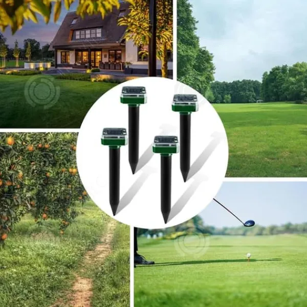 INN Taupe ultrason solarlampa 4PCS 24,6x5,9x5,9cm IP65 vattentät 600mAh 360 grader repellant för djur solrepellenter mot moles Insektsmedel & Djuravvisande Medel
