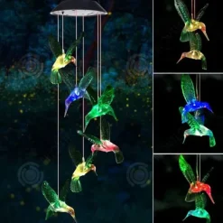 INN Wind Chime 12,5x70cm 600mah IP44 6 LEDs Intelligent ljusstyrning Utomhus Wind Chime Solar Wind Chime