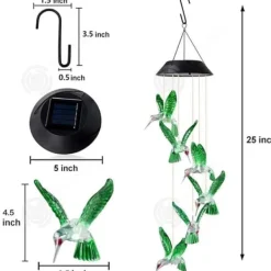 INN Wind Chime 12,5x70cm 600mah IP44 6 LEDs Intelligent ljusstyrning Utomhus Wind Chime Solar Wind Chime