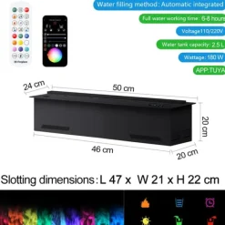 Sale Inomhus Elektrisk Eldstad, Miljövänlig Vattenånga, LED Låg Effekt,500mm 19.68in, APP-kontroll Öppna Spisar
