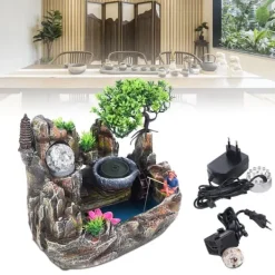 Inomhus Vattenfall Fontän, Färgskiftande LED, Naturlig Fuktighetskontroll, Elegant Resin Design