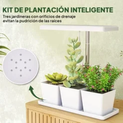 New Inomhus växtlampa - Fullspektrum grow light - 30 LED - Höjdjusterbar - Automatisk timer 8/12/16/24 h - Fristående - 3 lådor - Vit Kit För Växt- & Örtplantering