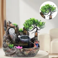 Hot Inomhusfontän - Bordfontän - Vattenfall - LED Med Färgskifte - 220V - Harts - Traditionell Kinesisk Stil - Zen Meditation Fontäner & Dammar