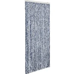 Outlet Insektsdraperi blå, vit och silver 90x220 cm chenille Insektsmedel & Djuravvisande Medel