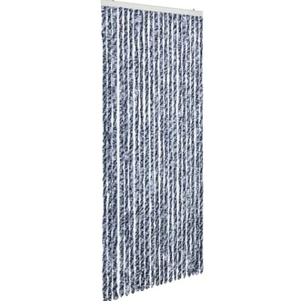 Outlet Insektsdraperi blå, vit och silver 90x220 cm chenille Insektsmedel & Djuravvisande Medel