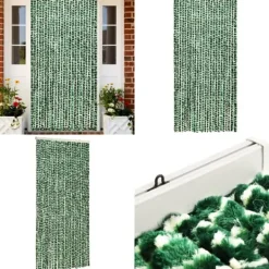 Insektsdraperi grön och vit 100x220 cm chenille - Insektsdraperier - Insektsdraperi - Home & Living