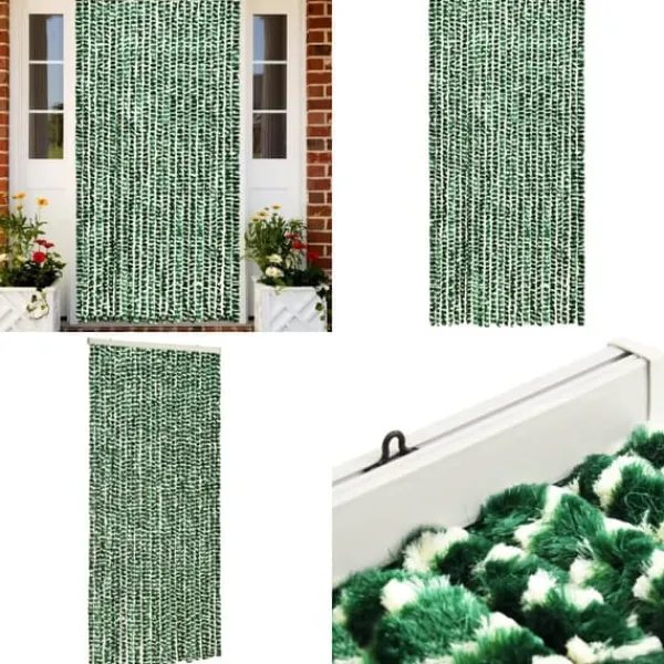 Insektsdraperi grön och vit 100x220 cm chenille - Insektsdraperier - Insektsdraperi - Home & Living