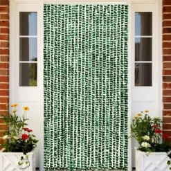 Insektsdraperi grön och vit 100x220 cm chenille - Insektsdraperier - Insektsdraperi - Home & Living