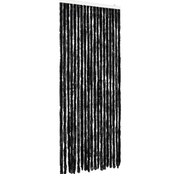 Insektsdraperi i antracit med chenille-strängar | Färg: Antracit | Storlek: 56x200 cm