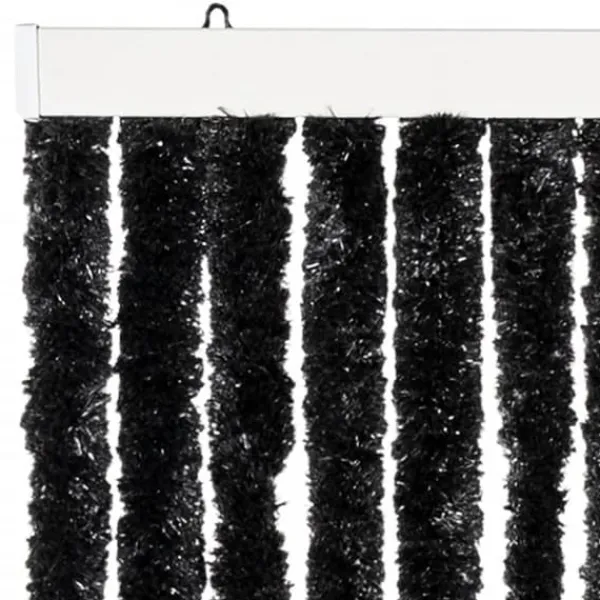 Insektsdraperi i antracit med chenille-strängar | Färg: Antracit | Storlek: 56x200 cm