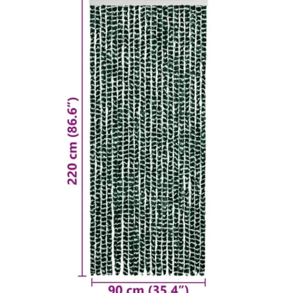 Insektsdraperi i chenille - Skydda mot insekter | Färg: Grön och Vit | Storlek: 90x220 cm