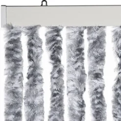 Insektsdraperi med chenillesträngar - Skydda ditt hem mot insekter | Färg: Vit och Grå | Storlek: 90x220 cm