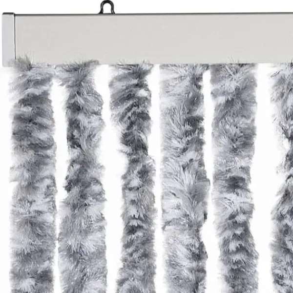 Insektsdraperi med chenillesträngar - Skydda ditt hem mot insekter | Färg: Vit och Grå | Storlek: 90x220 cm