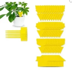 New Insektsfällor - Icke-toxisk - Gul - 40 Dubbelhäftande klistermärken - 10 Plaststöd - Vattentålig Skadedjursfällor