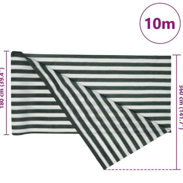 Insynsskyddsnät i HDPE - Grön & Vit | Storlek: 3,6x10 m | Vikt: 75 g/m²