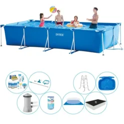 Hot Intex Frame Pool Rektangulär 450x220x84 cm - Deluxe Pool Set Pooler