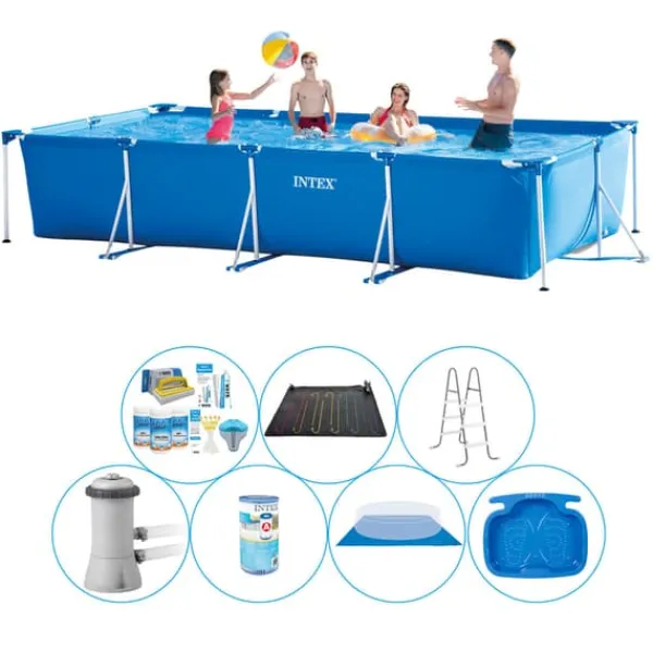 New Intex Frame Pool rektangulär 450x220x84 cm - 8-delad - Swimming Pool Super Deal Pooler
