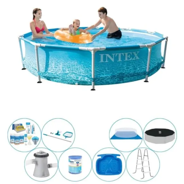 New Intex metallram Rund Beachside 305x76 cm - Deluxe Pool Set Pooler