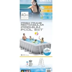 Best INTEX Pool set Prism Frame rektangulär 400x200x100 cm Pooler
