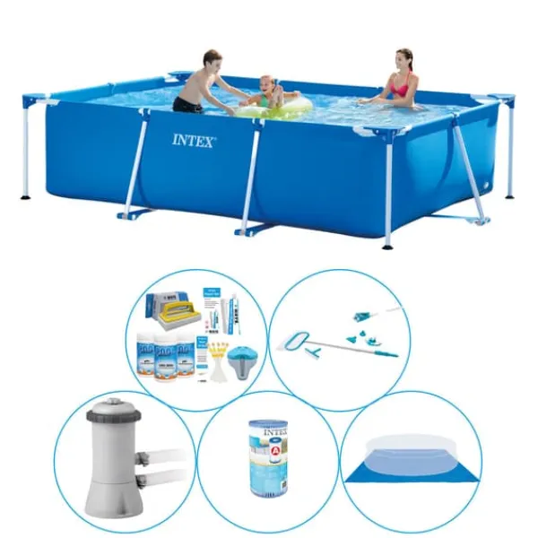Intex rampool rektangulär 300x200x75 cm - 6-delad - simbassäng med tillbehör