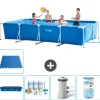 Outlet Intex rektangulär ram swimmingpool - 450 x 220 x 84 cm - Blå - ingår Tillbehör A246 Pooler