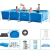 Discount Intex rektangulär ram swimmingpool - 450 x 220 x 84 cm - Blå - ingår Tillbehör A316 Pooler