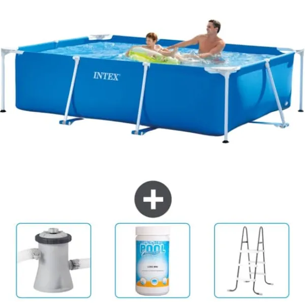 Online Intex rektangulär ram swimmingpool - 260 x 160 x 65 cm - Blå - ingår Tillbehör CB84 Pooler