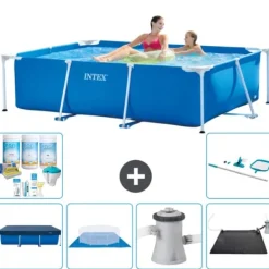 Outlet Intex rektangulär ram swimmingpool - 220 x 150 x 60 cm - Blå - ingår Tillbehör CB97 Pooler