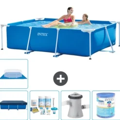 Intex rektangulär ram swimmingpool - 220 x 150 x 60 cm - Blå - ingår Tillbehör A5 Pooler