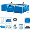 Discount Intex rektangulär ram swimmingpool - 300 x 200 x 75 cm - Blå - ingår Tillbehör A218 Pooler
