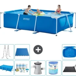 Discount Intex rektangulär ram swimmingpool - 300 x 200 x 75 cm - Blå - ingår Tillbehör A218 Pooler