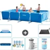 Hot Intex rektangulär ram swimmingpool - 450 x 220 x 84 cm - Blå - ingår Tillbehör A300 Pooler