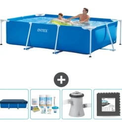 Best Intex rektangulär ram swimmingpool - 260 x 160 x 65 cm - Blå - ingår Tillbehör CB3 Pooler
