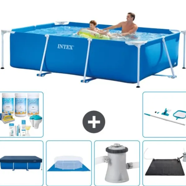 Best Intex rektangulär ram swimmingpool - 260 x 160 x 65 cm - Blå - ingår Tillbehör CB97 Pooler