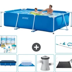 Sale Intex rektangulär ram swimmingpool - 260 x 160 x 65 cm - Blå - ingår Tillbehör CB97 Pooler
