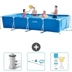 Sale Intex rektangulär ram swimmingpool - 450 x 220 x 84 cm - Blå - ingår Tillbehör CB82 Pooler