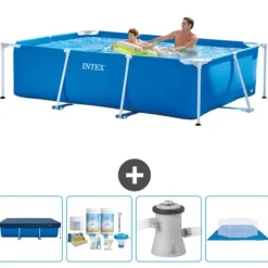 New Intex rektangulär ram swimmingpool - 260 x 160 x 65 cm - Blå - ingår Tillbehör CB1 Pooler