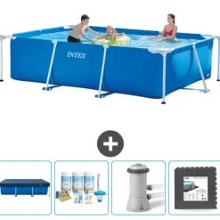 Sale Intex rektangulär ram swimmingpool - 300 x 200 x 75 cm - Blå - ingår Tillbehör CB3 Pooler