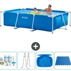 Intex rektangulär ram swimmingpool - 260 x 160 x 65 cm - Blå - ingår Tillbehör A105 Pooler