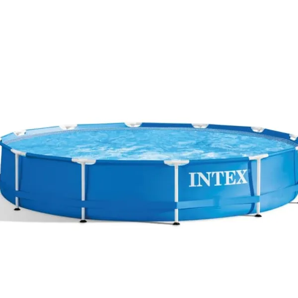 Discount Intex Round Frame Simbassäng - 366 x 76 cm - Blå - Inklusive Tillbehör - CB93 Pooler