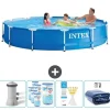 Hot Intex Round Frame Simbassäng - 366 x 76 cm - Blå - Inklusive Tillbehör - CB86 Pooler