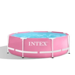 Online Intex Round Frame Swimming Pool - 244 x 76 cm - Rosa - Ingår Tillbehör CB77 Pooler
